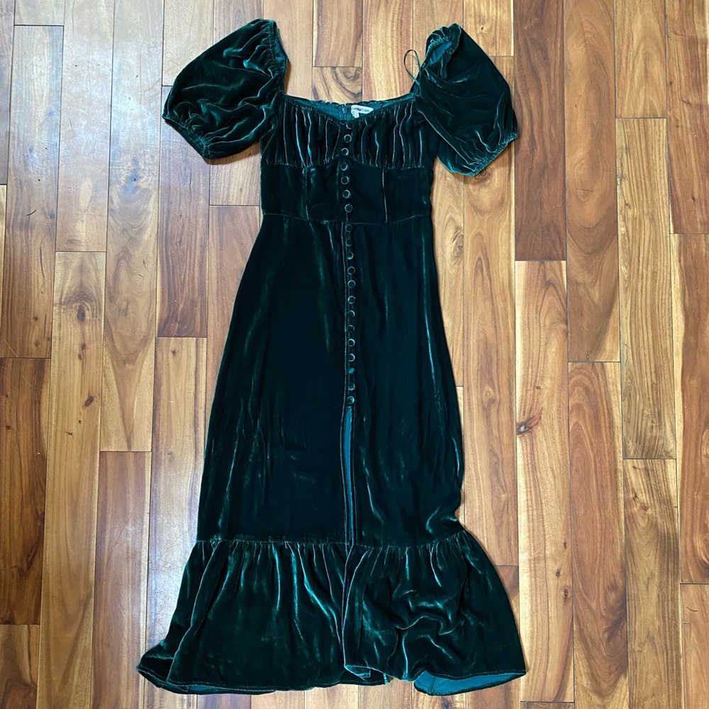 NWT REFORMATION LEONIE GREEN VELVET DRESS
